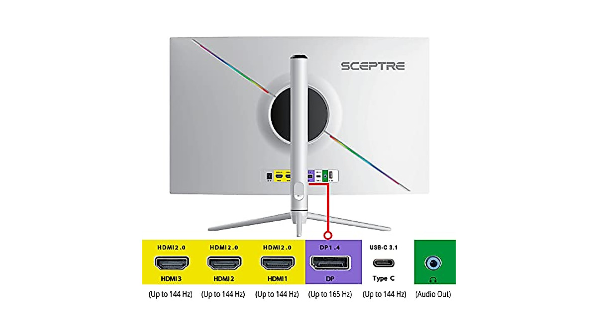 Sceptre 32-Inch Curved QHD Gaming Monitor with HDR1000 & 165Hz