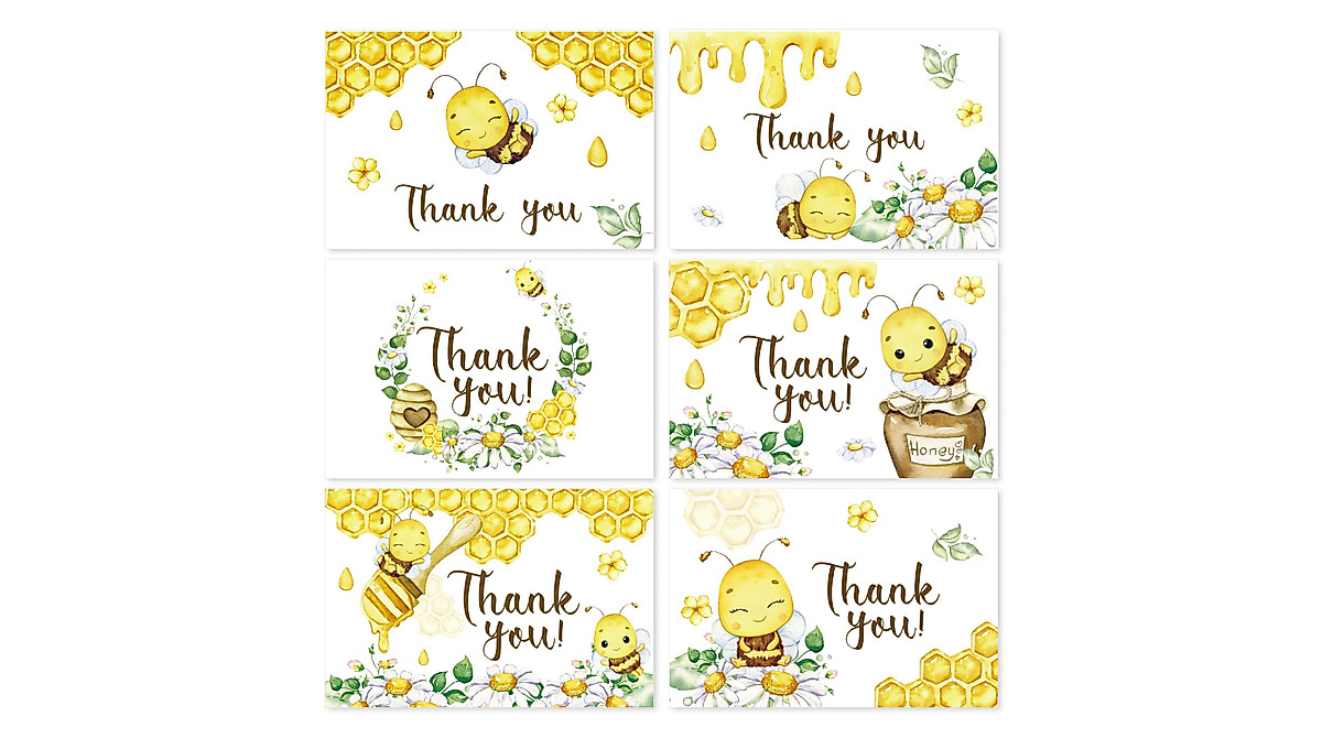 AnyDesign 36 Pack Honey Bee Thank You Cards