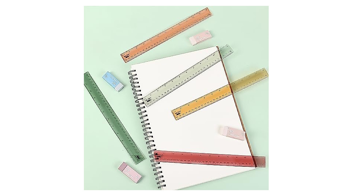 Mr. Pen 6-Pack 12-inch Clear Rulers | Vintage Colors