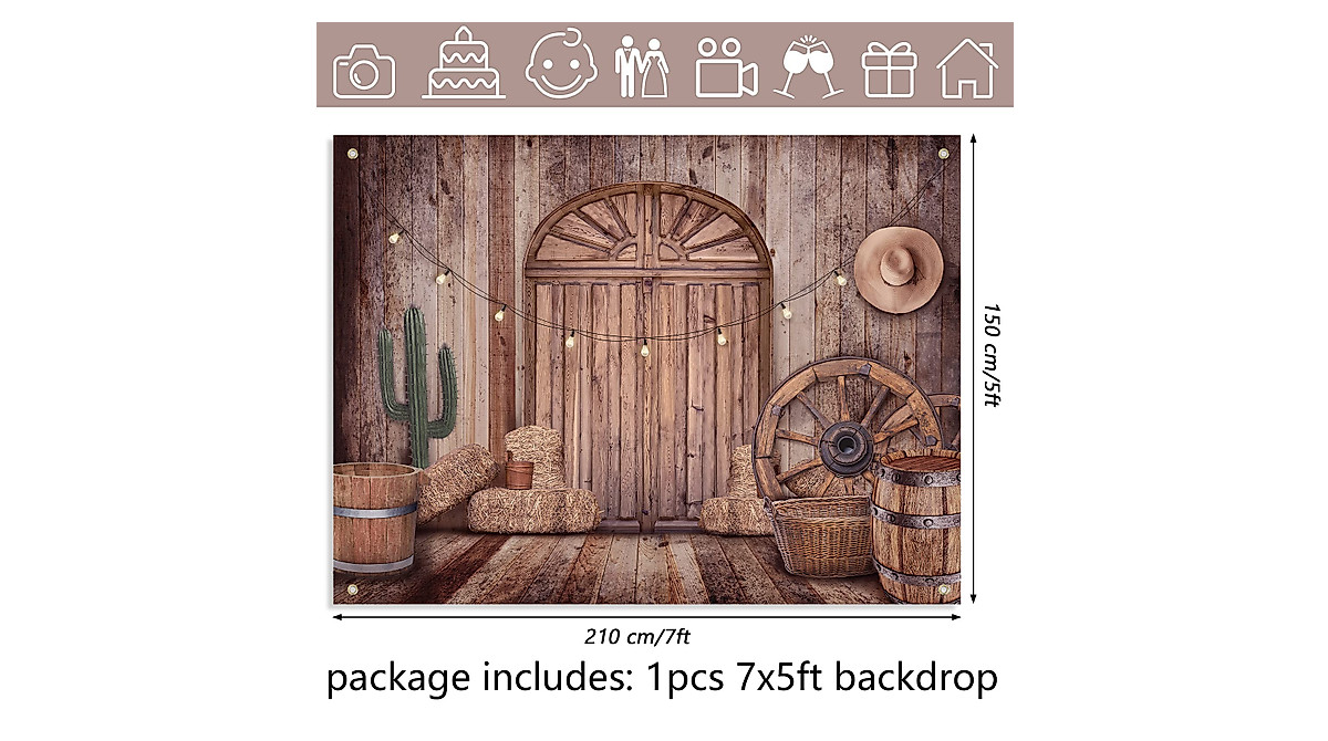 Rustic Cowboy Decorations Backdrop for Western Parties