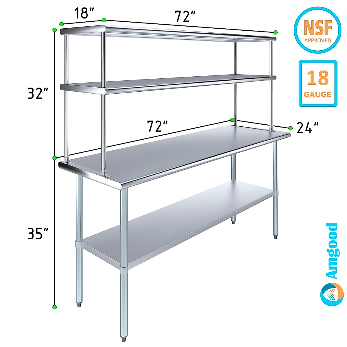 Amgood Stainless Steel Work Table Durable Kitchen Prep Solution