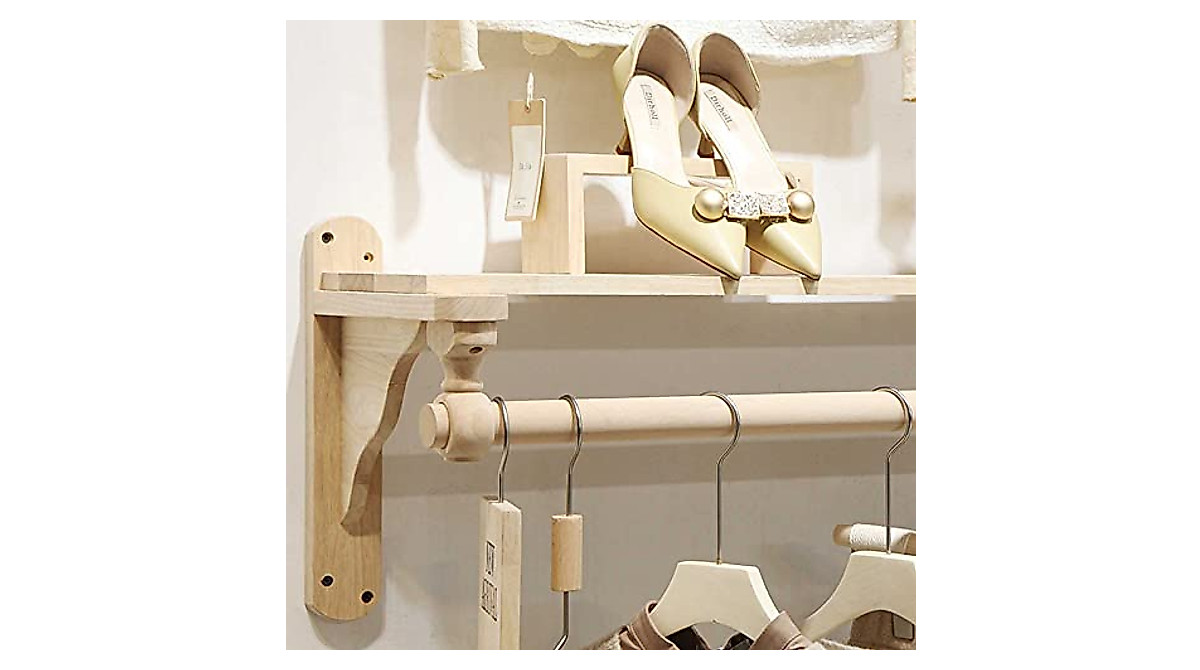 Wooden Hanging Rails for Clothes - Heavy Duty Wall Garment Rack