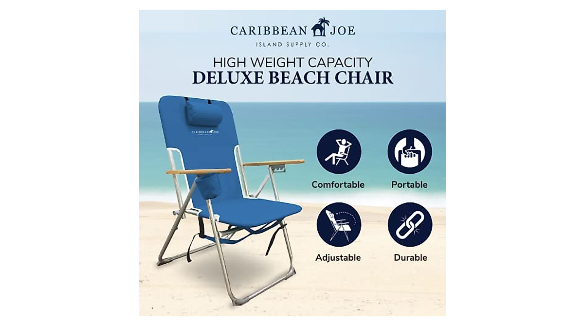Caribbean Joe Folding Beach Chair: 4-Position & Portable