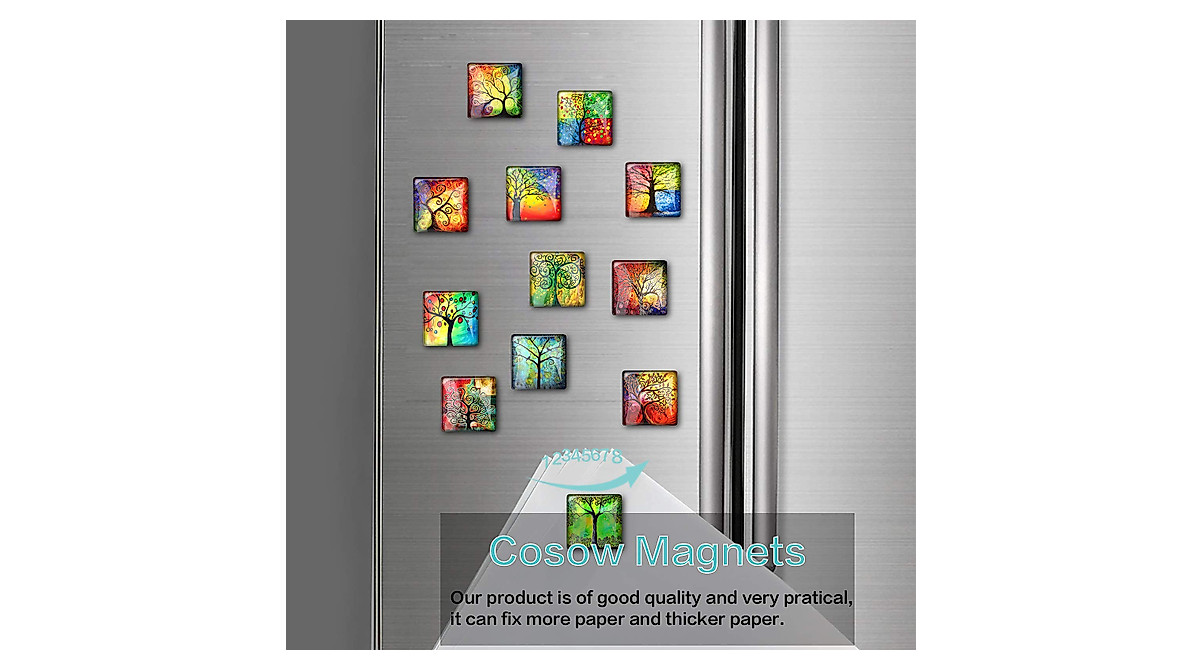 12Pcs Glass Refrigerator Magnets - Strong & Colorful Decor Sets