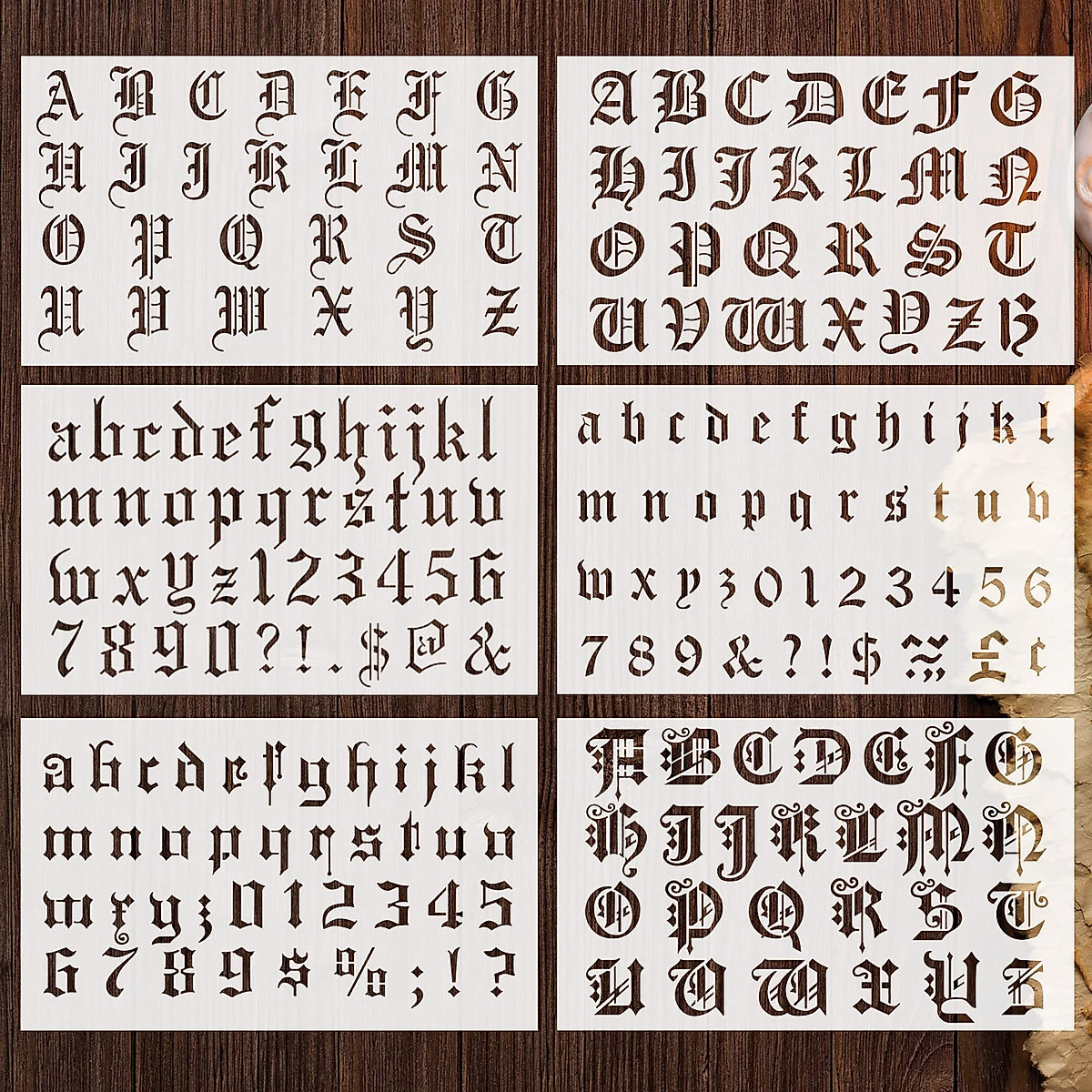 8-Piece Gothic Lettering Stencils for DIY Crafts