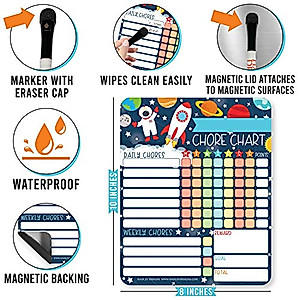 Outer Space Kids Chore Chart - Reward & Responsibility Magnet Board