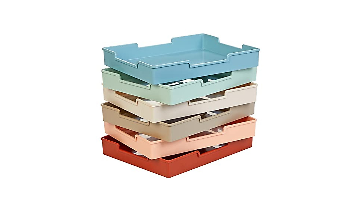 Really Good Stuff Boho Plastic Trays - Set of 6 for School & Home