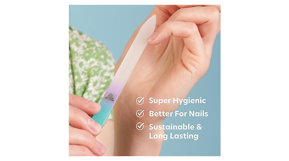 Premium Czech Glass Nail File with Case - Strong, Smooth Nails
