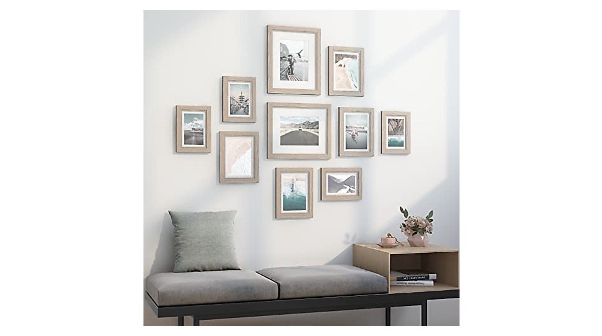 Povrgive Wood Grain Picture Frames Set of 10