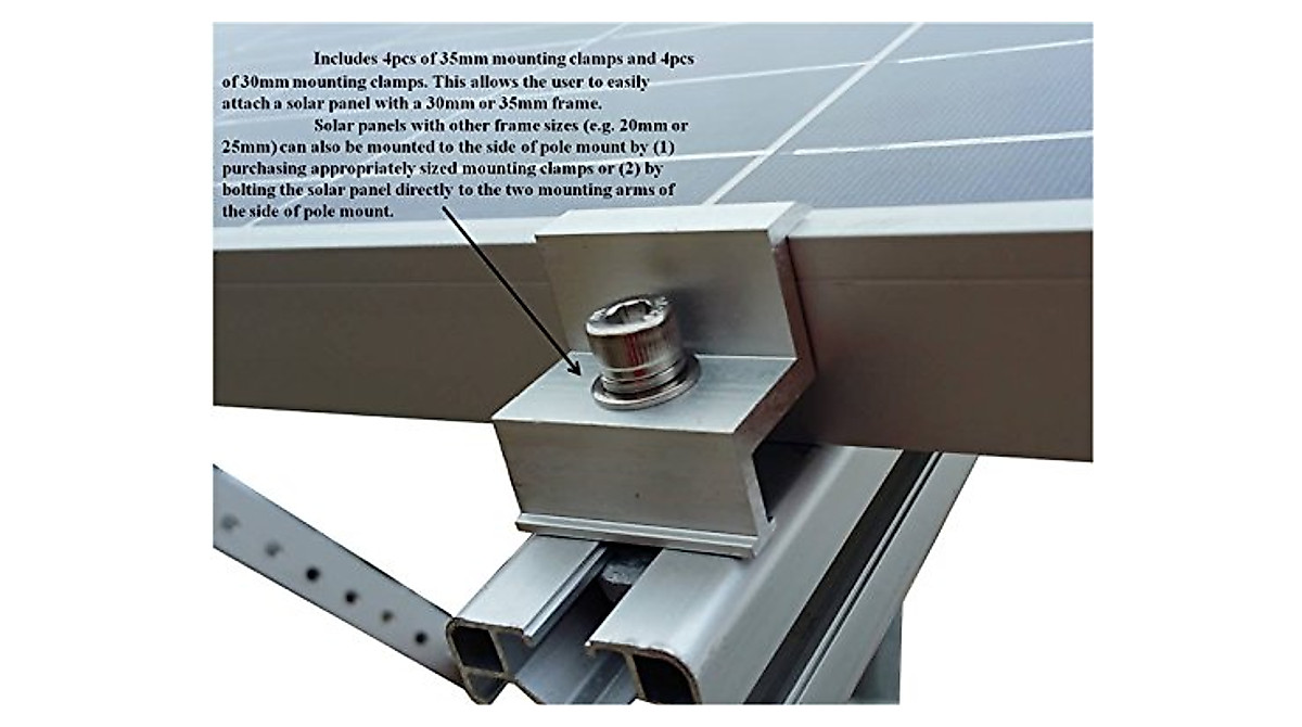 WindyNation Side of Pole Solar Panel Mount for 30W-120W | Heavy Duty ...