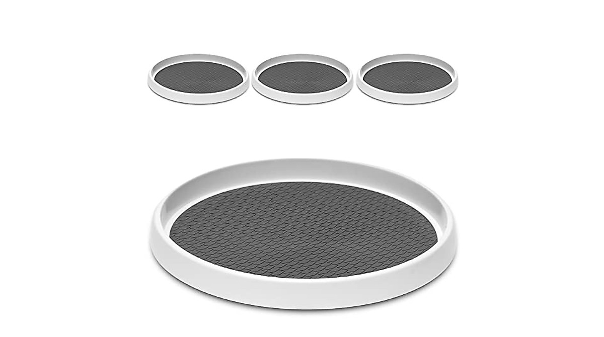 12-Inch Non-Skid Lazy Susan & Stackable Clear Bins for Home Organization