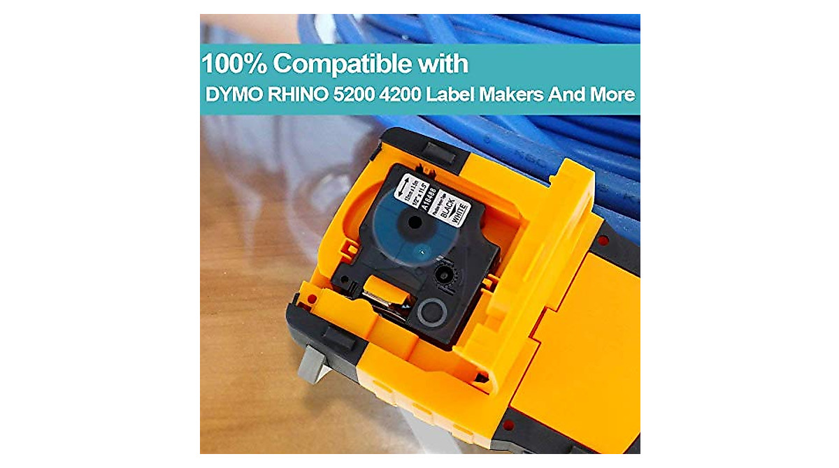 Ruble Thermique Dymo Rhino 4200 Compatible - Nylon Flexible 19mm Blanc, 1 Rouleau