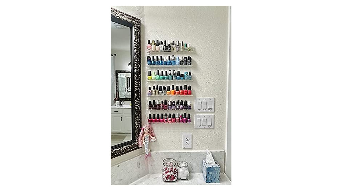 NIUBEE Acrylic Nail Polish Rack - 6 Tier Wall Mounted Shelf