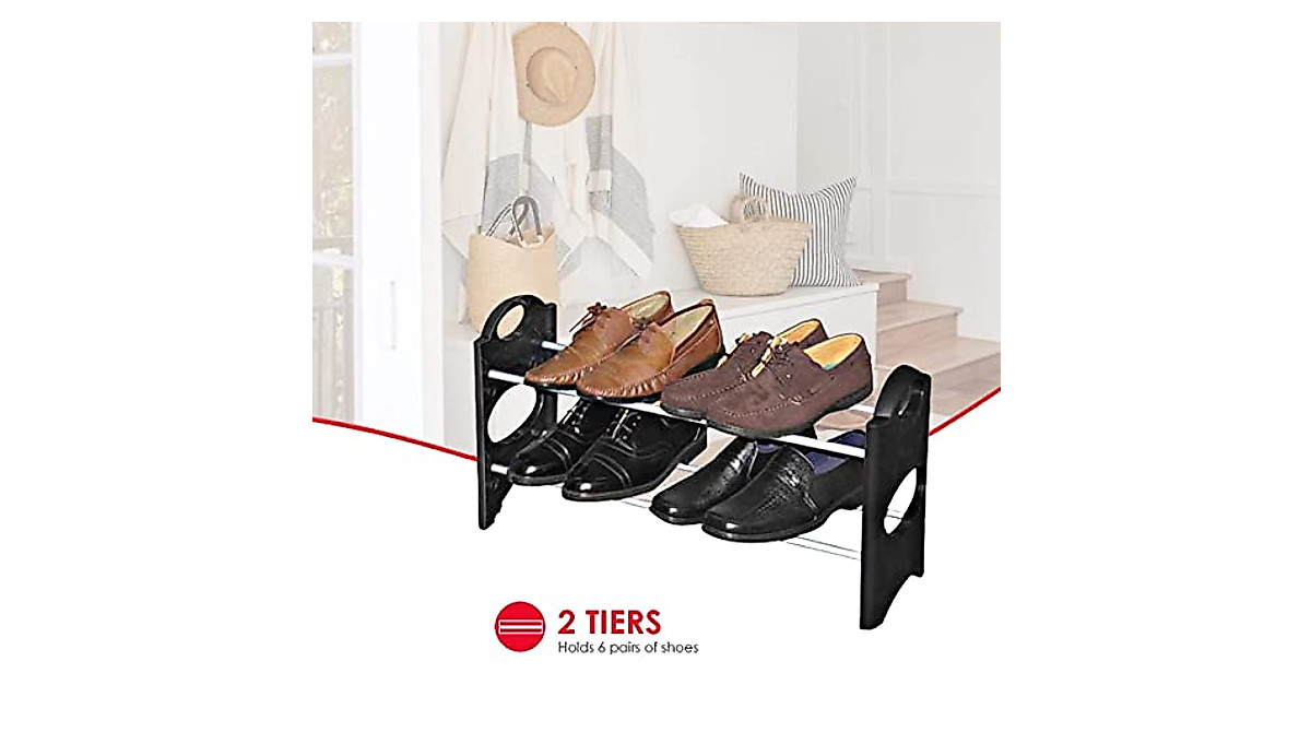 Sunbeam Home Basics 2-Tier Shoe Rack | Space-Saving & Stylish Storage