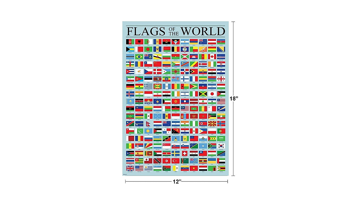Flags of the World Educational Classroom Chart