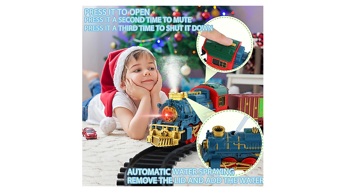 Electric Train Set for Kids with Lights, Sounds & Rechargeable Power
