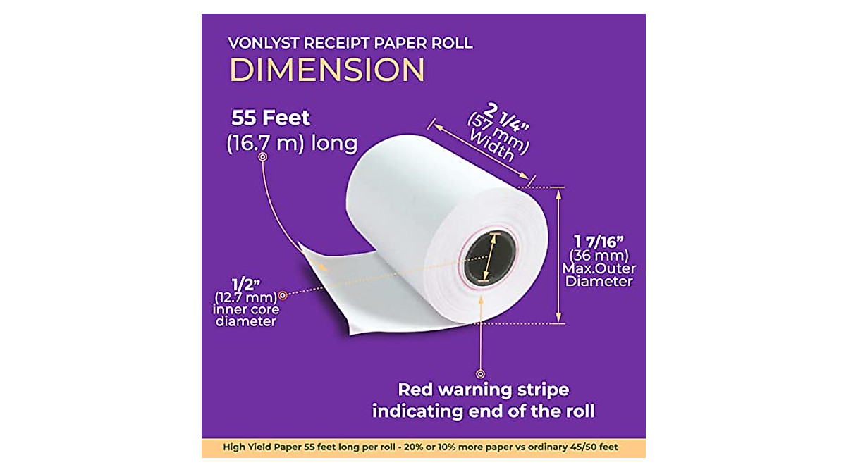 Vonlyst Thermal Paper Rolls for Verifone & Ingenico - 10 Rolls