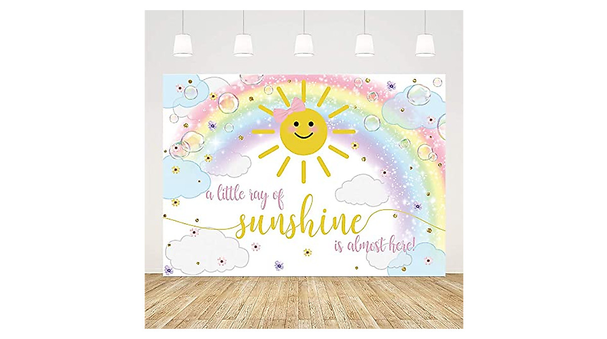 Sendy Rainbow Sunshine Baby Shower Backdrop - Perfect for Celebrations