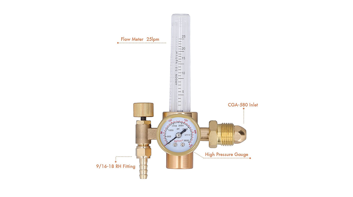 Durchflussmesser Für CO₂ + Argon – 25 L/min, 0–25 L Messbereich, Für MIG/TIG-Schweißdüsen – Prüft Schutzgasdurchfluss