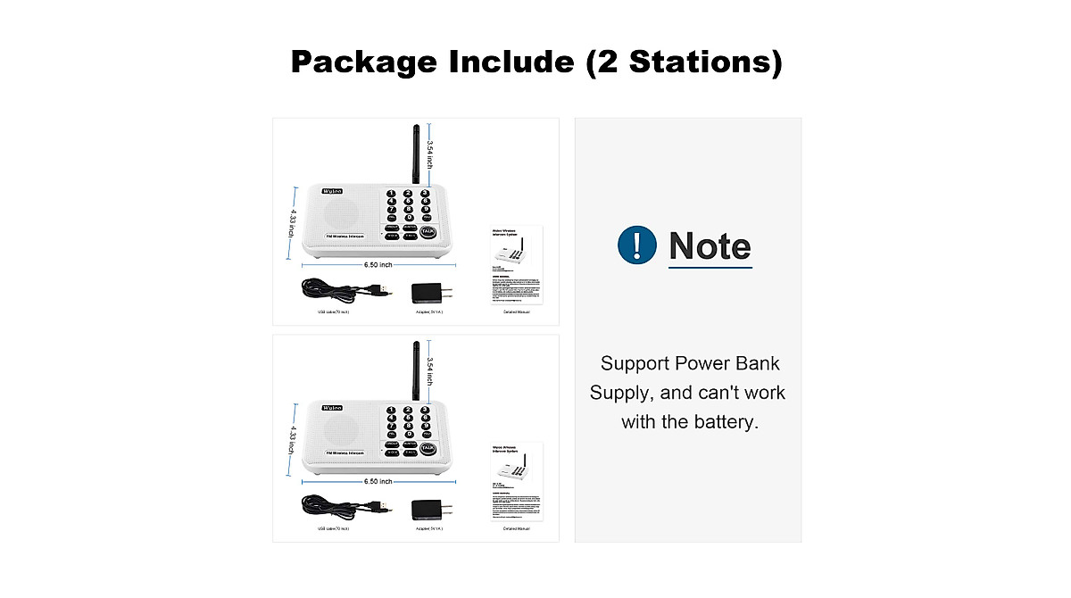 Wuloo Wireless Intercom System 5280 Feet Range for Home & Business