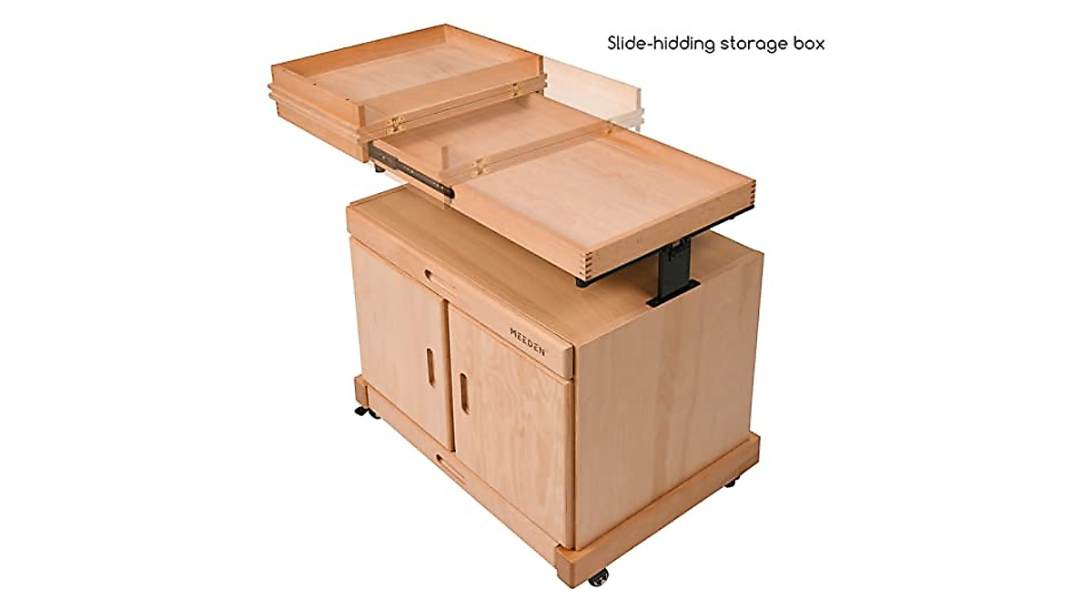 MEEDEN Artist Rolling Cart - Mobile Beech Wood Art Storage with Lift ...