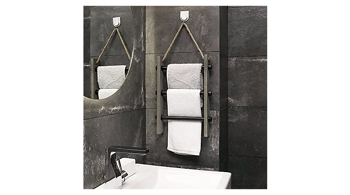 MyGift 3-Tiered Wall-Mounted Towel Rack for Bathroom & Home