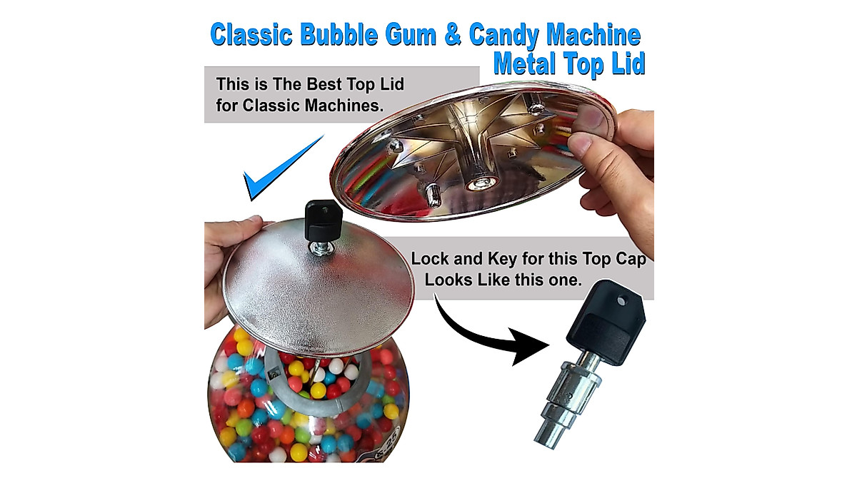 Classic Gumball Machine Top Lid - Metal Cover for Vending Machines