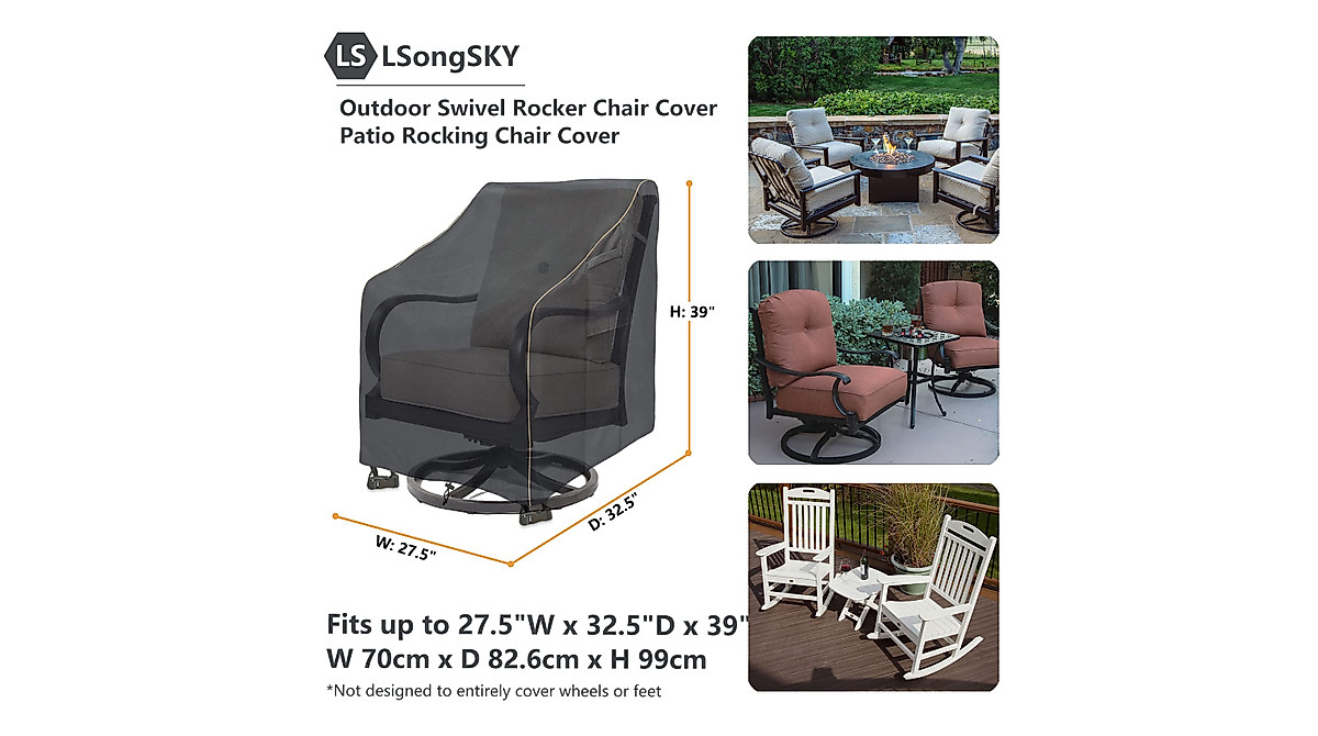 LSongSKY Waterproof Swivel Rocker Chair Covers - 2 Pack