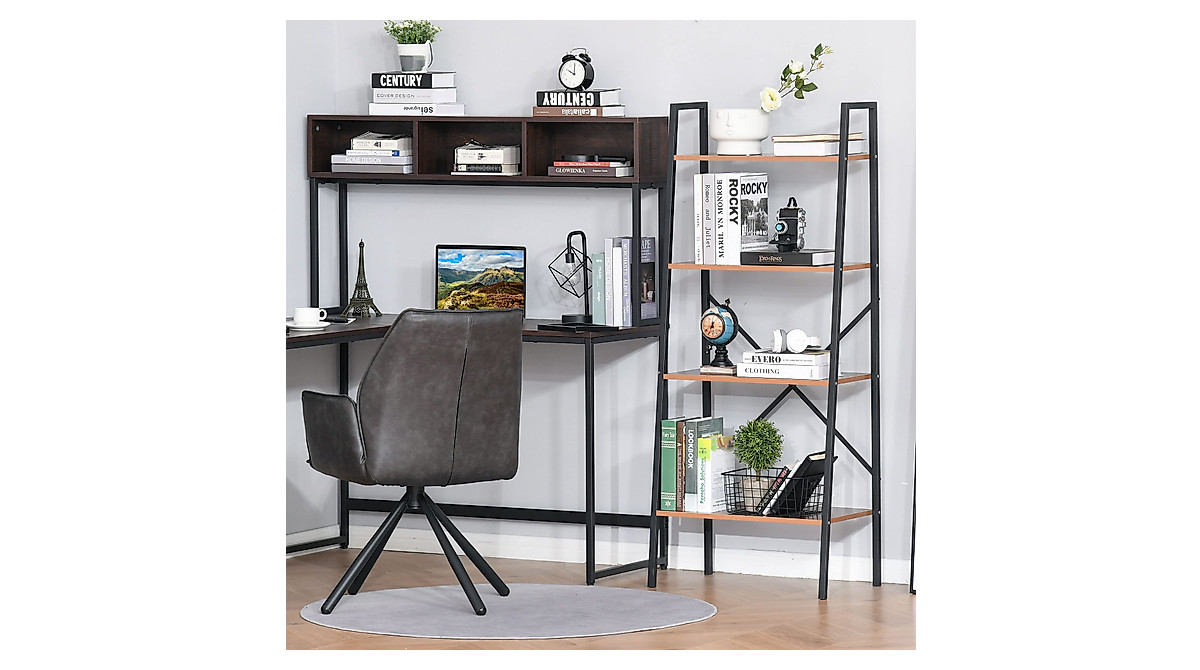 HOMCOM 4 Tier Ladder Shelf - Vintage Storage Rack