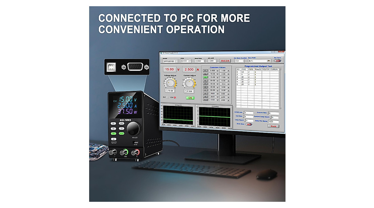 NICE-POWER Variable DC Power Supply 200V 1A with PC Control