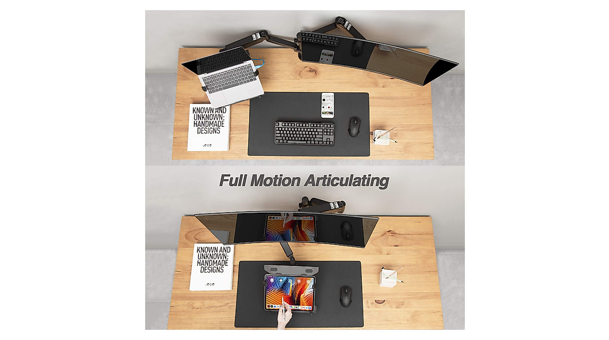 AVLT Laptop & Monitor Mount – Adjustable Dual Motion Desk Arm