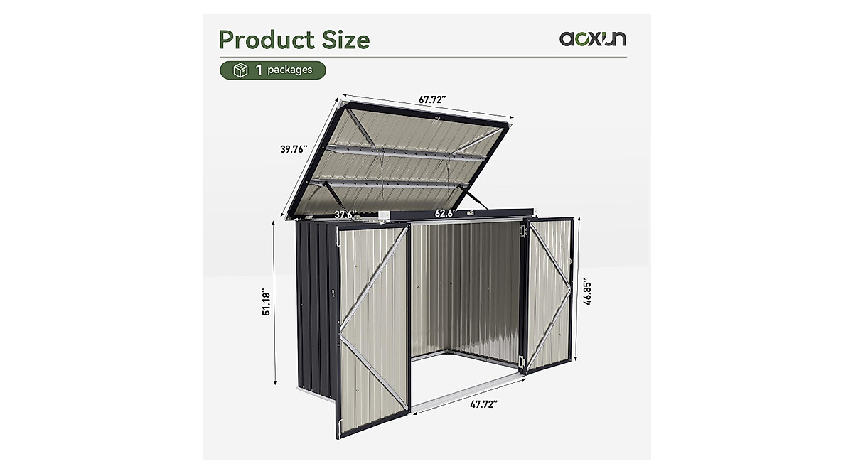 Aoxun Metal Storage Shed - Waterproof & Durable Organizer