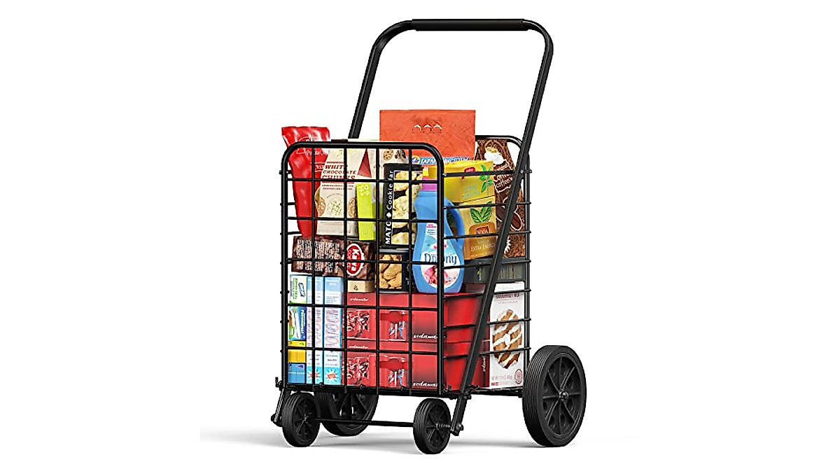 Heavy Duty Grocery Cart with 91L Capacity | Amada Folding Shopping Cart