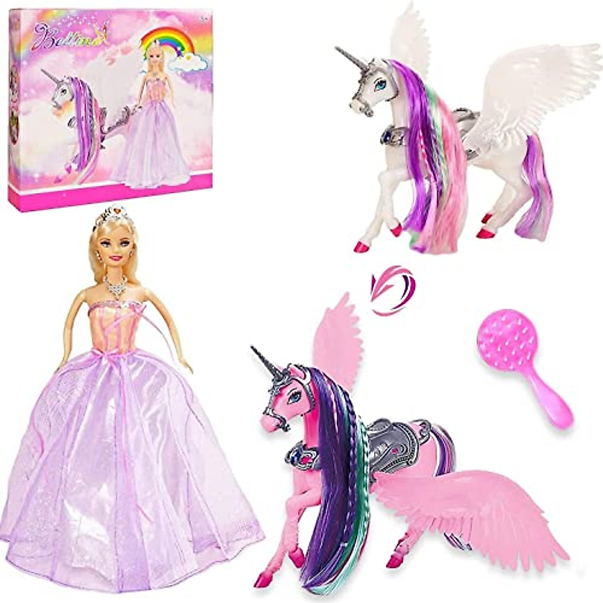 Color Changing Unicorn & Princess Doll Set for Girls