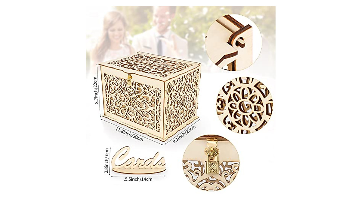 Rustic Wedding Card Box with Lock - DIY Large Wood Gift Holder