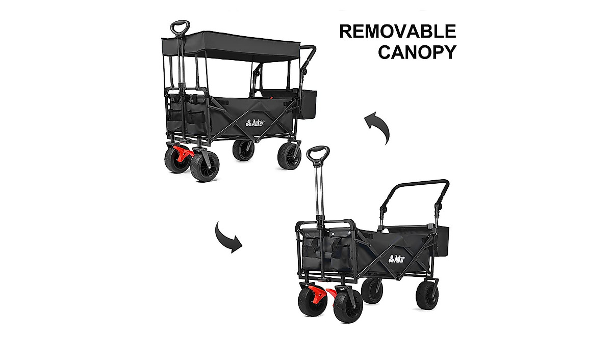 AUKAR Collapsible Wagon - Heavy Duty Utility Cart