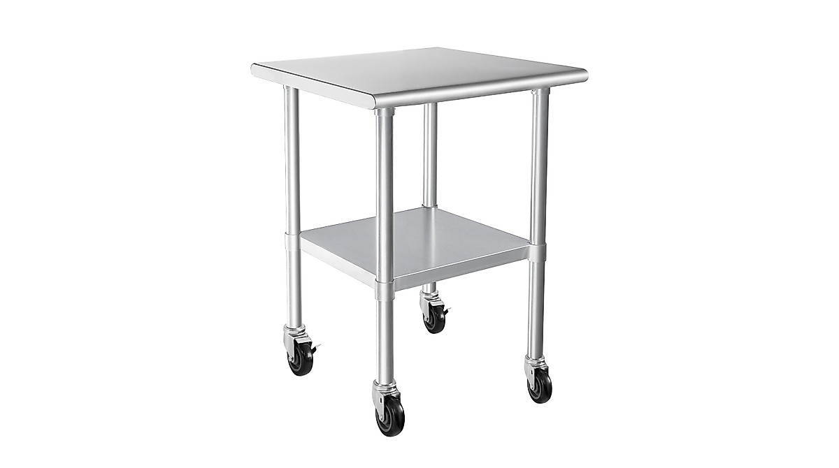 Regency 30" X 72" 18-Gauge 304 Stainless Steel Commercial Work Table With Galvanized Legs, Undershelf, And Casters