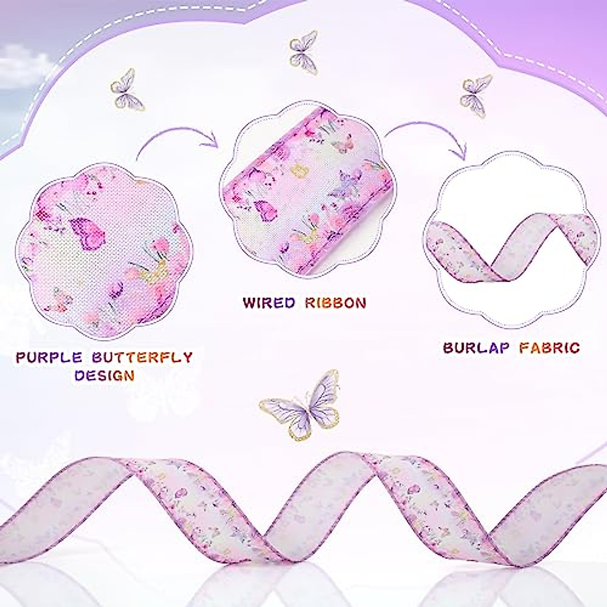 Tigeen Butterfly Ribbons 20 Yards for Baby Shower & Craft Decor