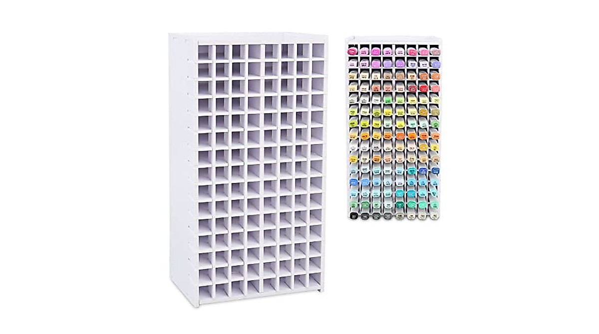SANFURNEY Art Marker Storage Rack for 120 Markers - Space Saving Organizer