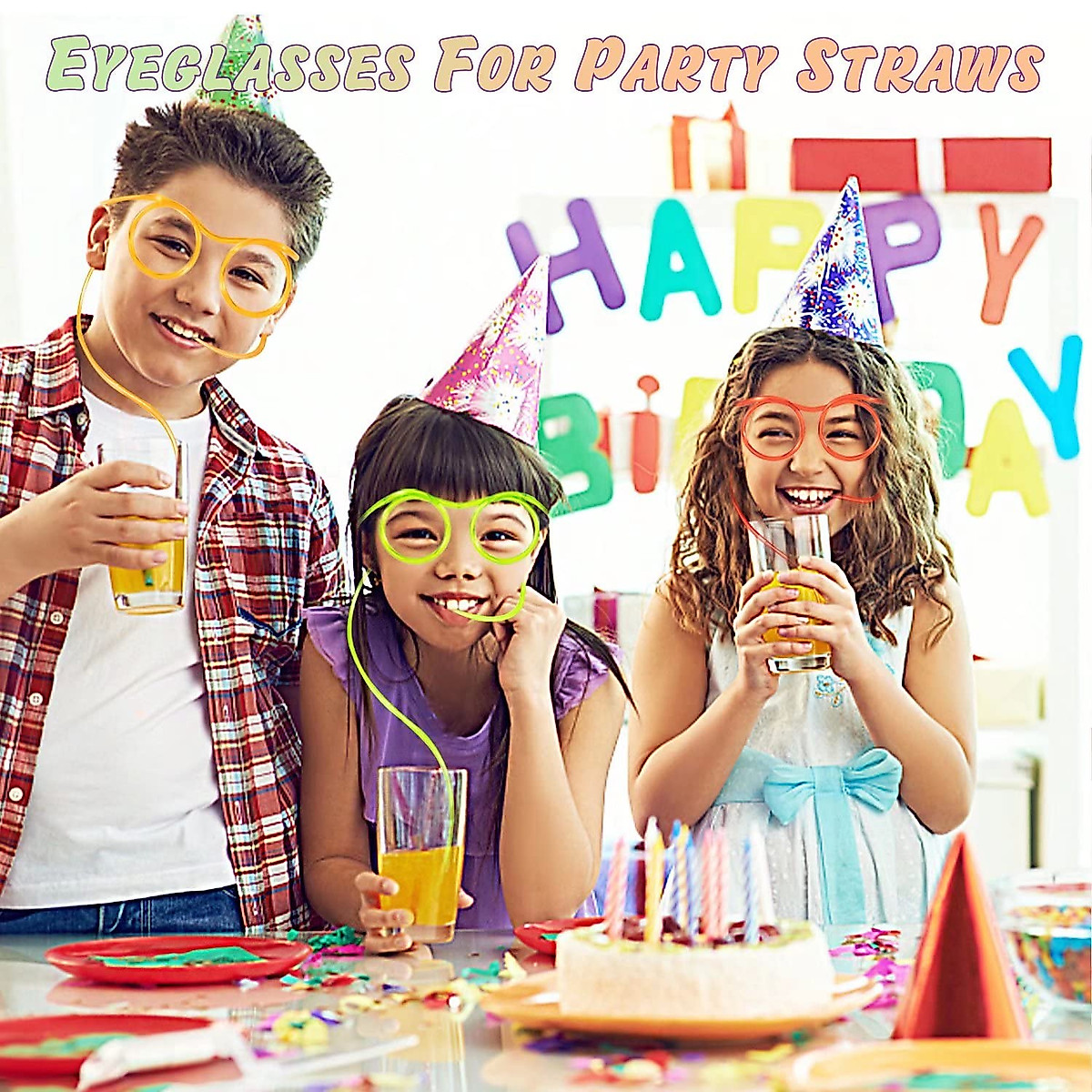 Fun Silly Straw Glasses for Parties | 16 Color Pack for All Ages