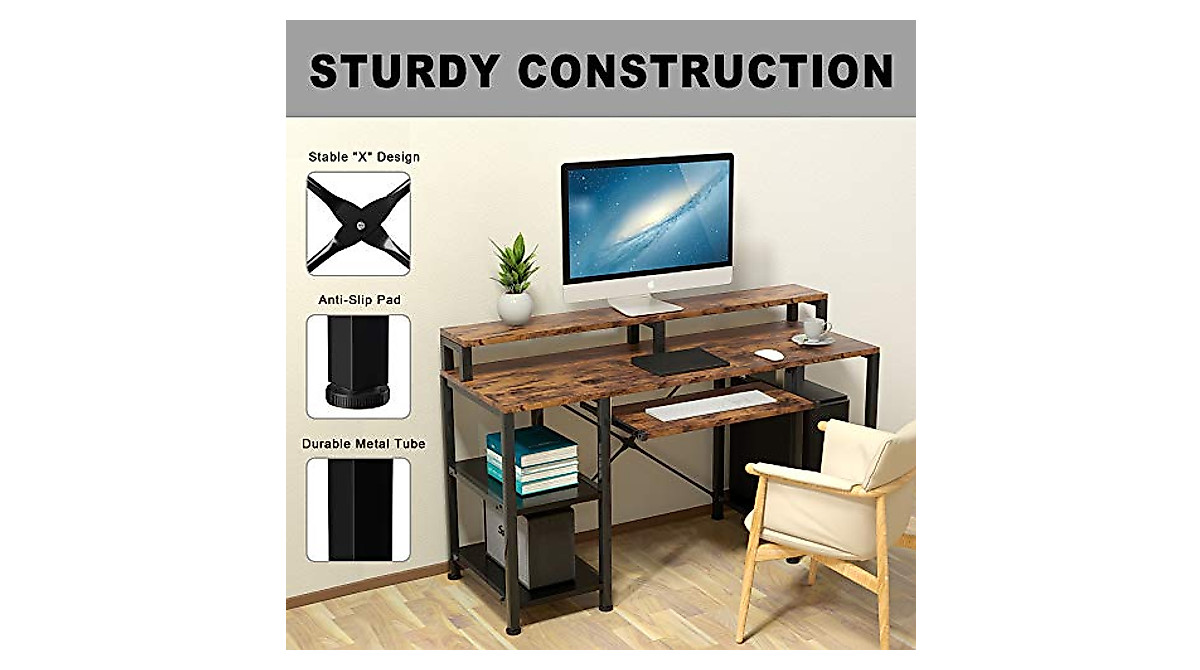 TechLand Industrial Computer Desk - Modern & Sturdy