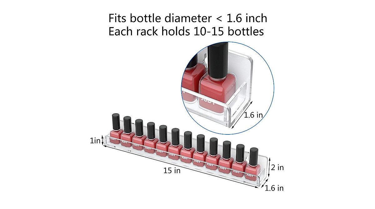 NIUBEE Acrylic Nail Polish Rack - 6 Tier Wall Mounted Shelf