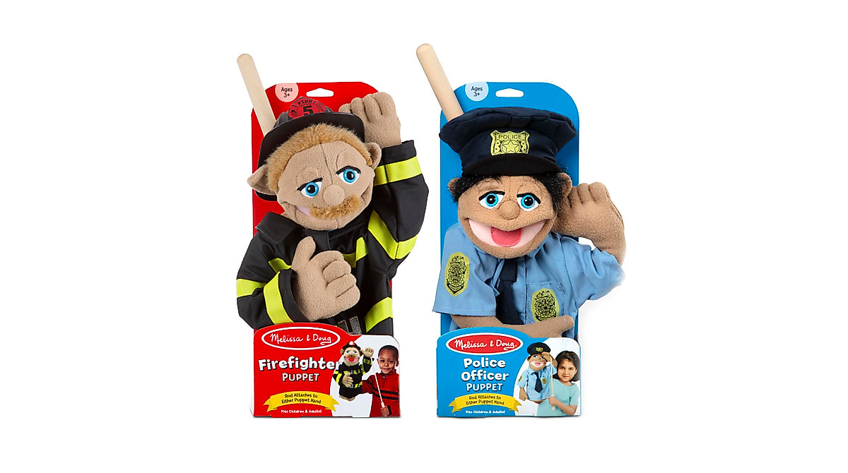 Melissa & Doug Rescue Puppets: Police & Firefighter Set