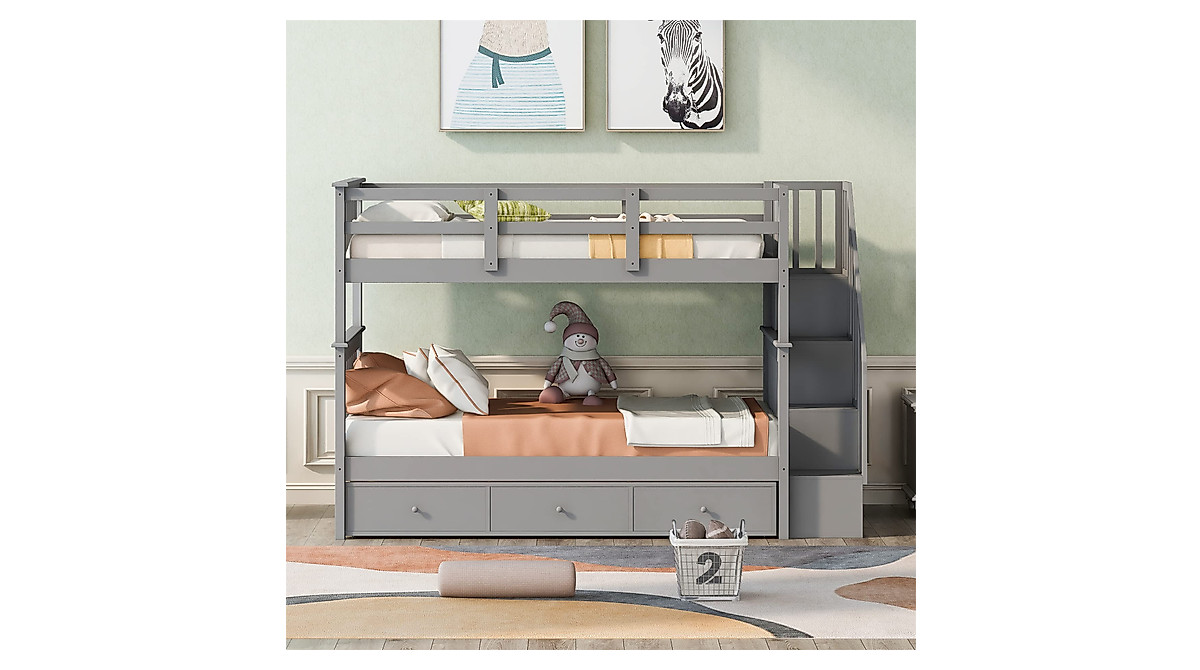 Harper & Bright Twin Over Twin Bunk Bed with Storage