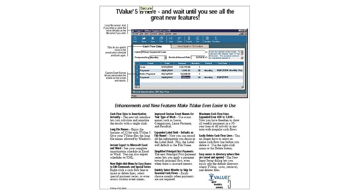 TValue Loan Amortization Software - 5-User Pack