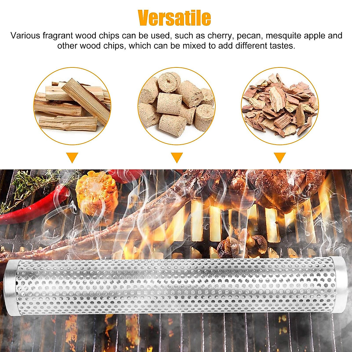 Stainless Steel Smoking Pouch For BBQ & Grilling - Reusable Mesh Bag For Wood Chips On Gas/Charcoal Grills
