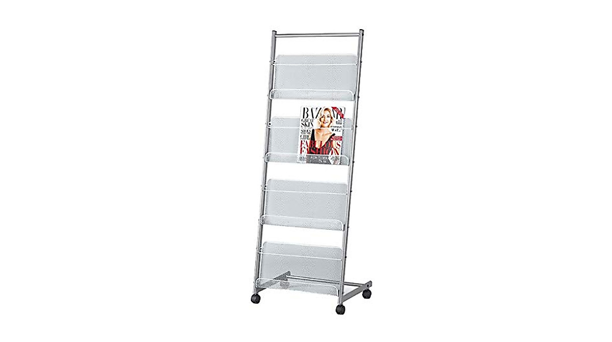 Mobile Metal Magazine Rack with Wheels | Organize Books & Newspapers