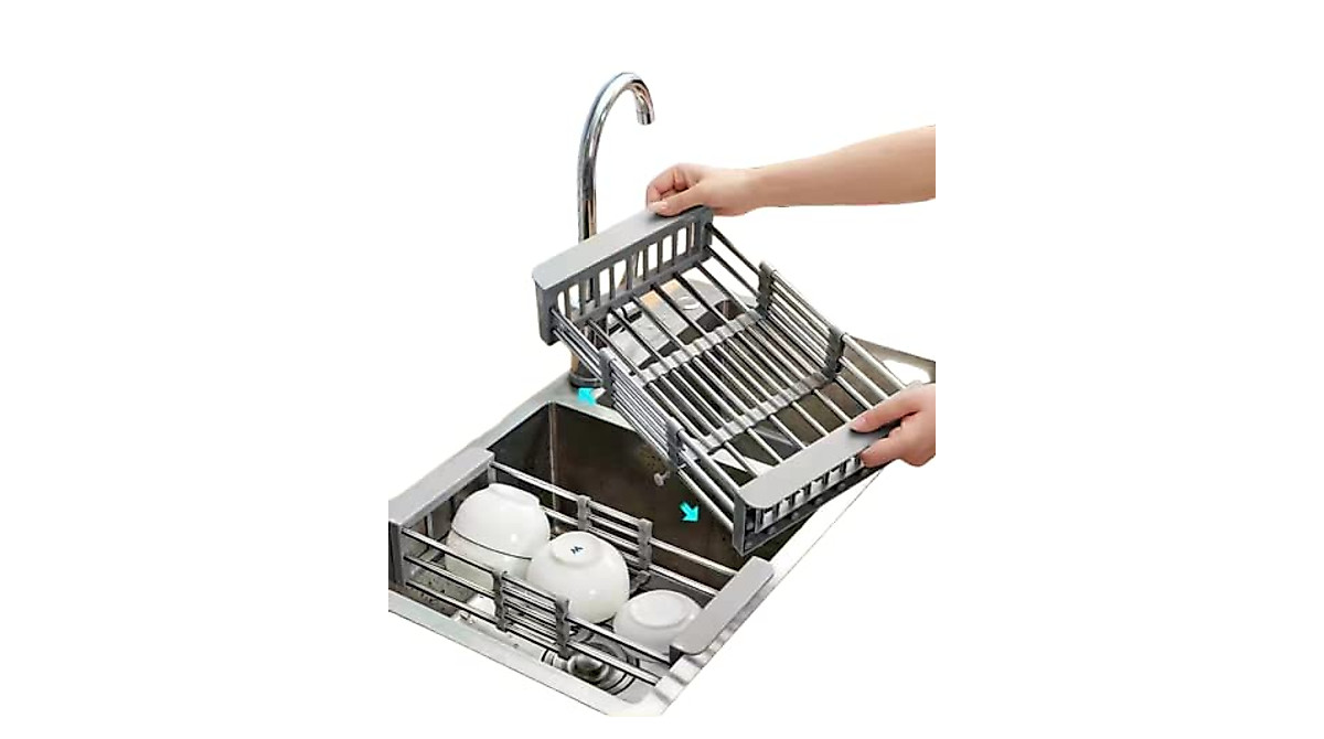 Temu Stainless Steel Kitchen Drain Rack | Retractable Sink Shelf