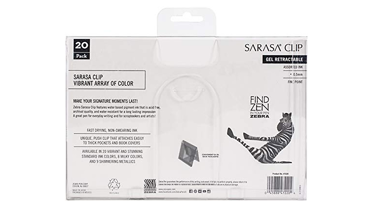 Zebra Pen Sarasa Clip Retractable Gel Ink Pens, Fine Point, 0.5mm - View #9