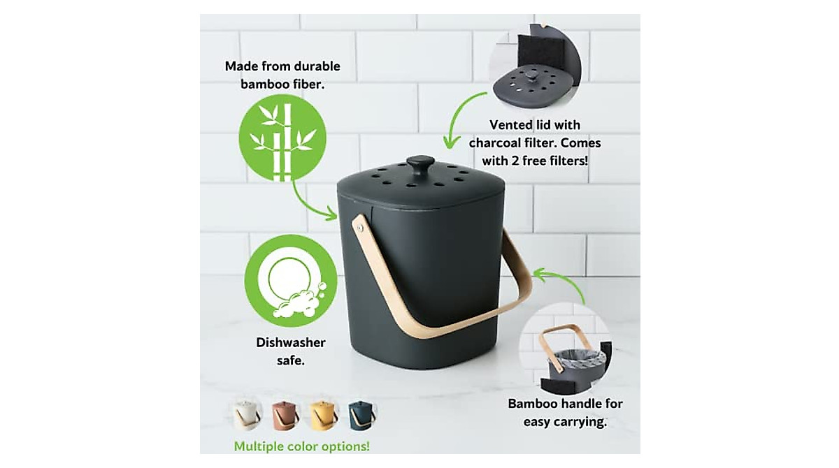 Eco-Friendly Bamboozle Kitchen Compost Bin for Indoor Use